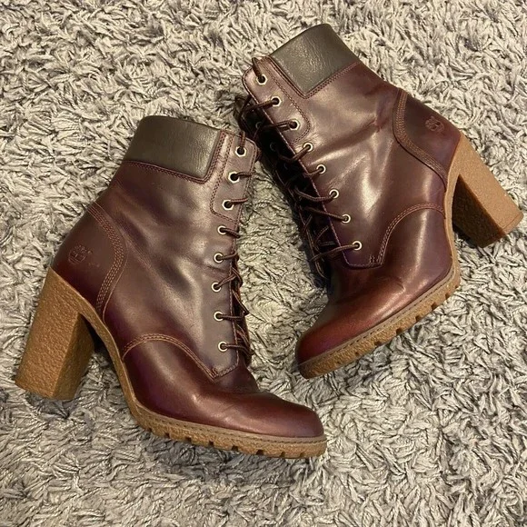 Timberland Women’s Tillston 6 Inch Boot In Burgundy Full Grain Size 9 Lace Up - Picture 9 of 16